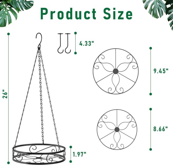 2-Pack Hanging Planters for Indoor Plants - Heavy Duty Metal Plant Hanger Indoor with 3 Chains and Hooks – Aesthetic Hanging Plant Holder for an Instant Gardening Decor