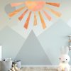 53x29.9 Inch Boho Half Sun Wall Decal - Watercolor Mural, Modern Vinyl Removable Peel and Stick Sticker for Classroom, Living Room, Bedroom, Playroom Decor