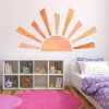 53x29.9 Inch Boho Half Sun Wall Decal - Watercolor Mural, Modern Vinyl Removable Peel and Stick Sticker for Classroom, Living Room, Bedroom, Playroom Decor