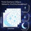Retro Star Moon Wall Decals Sparkle Art Stickers Mid Century Modern Decor | Blue star and moon decor, peel and stick, removable vinyl art murals wallpaper, for ceiling baby boy girl bedroom living room