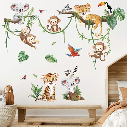 decalmile Jungle Animal Tree Branch Safari Animal Wall Decals Stickers