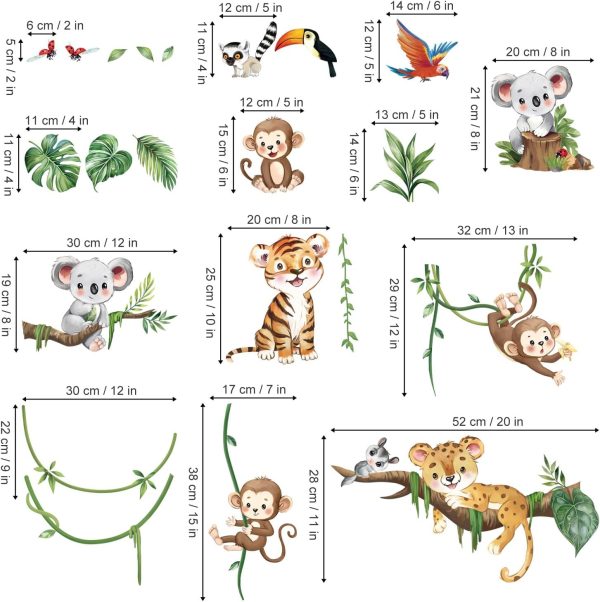 decalmile Jungle Animal Tree Branch Safari Animal Wall Decals Stickers