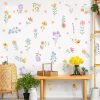Boho Watercolor Flower Wall Decals - Removable Wildflower Art for Girls Bedroom, Nursery, Kids Room - DIY Cute Vinyl Murals Decorations