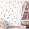 Boho Watercolor Flower Wall Decals - Removable Wildflower Art for Girls Bedroom, Nursery, Kids Room - DIY Cute Vinyl Murals Decorations