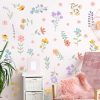 Boho Watercolor Flower Wall Decals - Removable Wildflower Art for Girls Bedroom, Nursery, Kids Room - DIY Cute Vinyl Murals Decorations