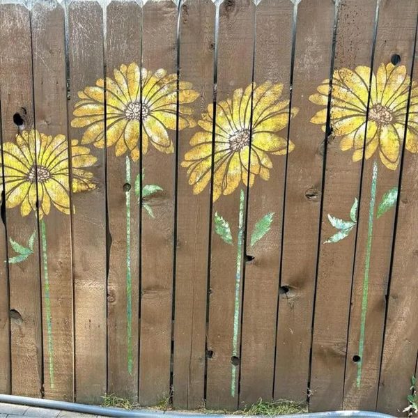Large Flower Stencils Painting on Wood Reusable Floral Wall Stencil Templates for Painting on Wood Furniture Garden Fence Wall Mural(Sunflower)