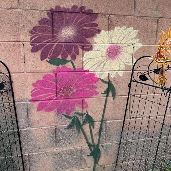 Large Flower Stencils Painting on Wood Reusable Floral Wall Stencil Templates for Painting on Wood Furniture Garden Fence Wall Mural(Sunflower)
