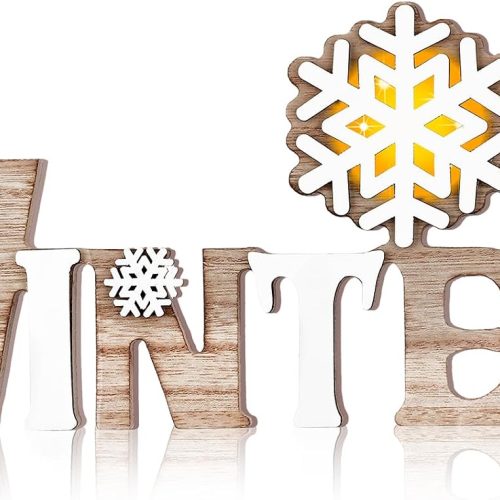 WF10252MAX_1 Geetery White Winter LED Wooden Sign Rustic Wooden Word Sign for Table Home