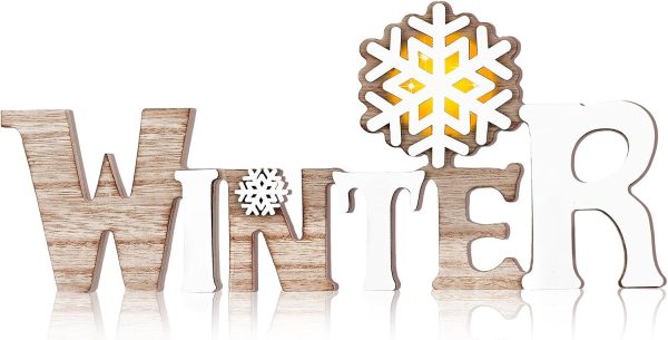 WF10252MAX_1 Geetery White Winter LED Wooden Sign Rustic Wooden Word Sign for Table Home