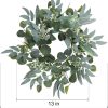 Artificial Green Eucalyptus Wreath,15 inches Greenery Wreath with Clusters of White Flowers Mini Spring/Summer Wreath for Front Door Wall Window Decor