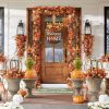 Interchangeable Welcome Sign for Front Door with 4 Seasonal Wreaths and 14 Changeable Icons, Farmhouse Front Door Signs, Door Decoration Porch Decor, Seasonal Wooden Home Sign home décor (6wood)