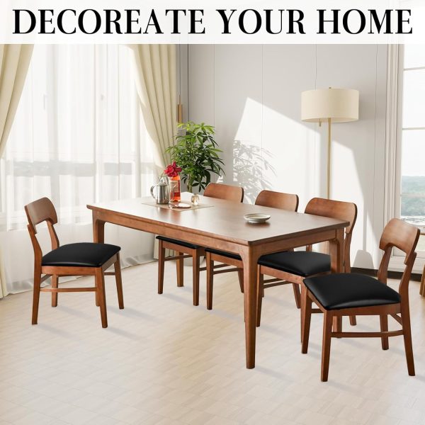 Pu Leather Dining Chair Seat Covers Set of 4, Waterproof Dining Seat Covers Stretch Chair Covers for Dining Chairs/Kitchen Room/Hotel, Odorless Seat Covers for Kitchen Chairs (Black - 4 PCS)