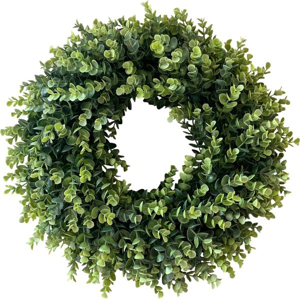 WF10540MAX_1 20” Wreaths for Front Door Spring Summer Green Boxwood Door Wreath for All Seasons Living Room Bedroom Window Wall Indoor Outdoor Farmhouse Easter St. Patrick's Independence Day Home Decoration