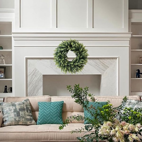 WF10540MAX_2 20” Wreaths for Front Door Spring Summer Green Boxwood Door Wreath for All Seasons Living Room Bedroom Window Wall Indoor Outdoor Farmhouse Easter St. Patrick's Independence Day Home Decoration