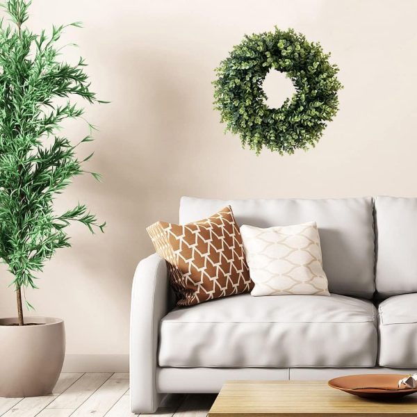WF10540MAX_3 20” Wreaths for Front Door Spring Summer Green Boxwood Door Wreath for All Seasons Living Room Bedroom Window Wall Indoor Outdoor Farmhouse Easter St. Patrick's Independence Day Home Decoration