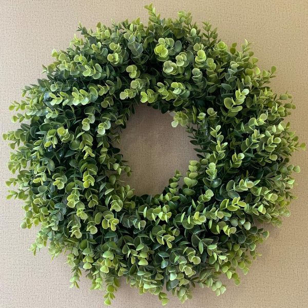 WF10540MAX_4 20” Wreaths for Front Door Spring Summer Green Boxwood Door Wreath for All Seasons Living Room Bedroom Window Wall Indoor Outdoor Farmhouse Easter St. Patrick's Independence Day Home Decoration