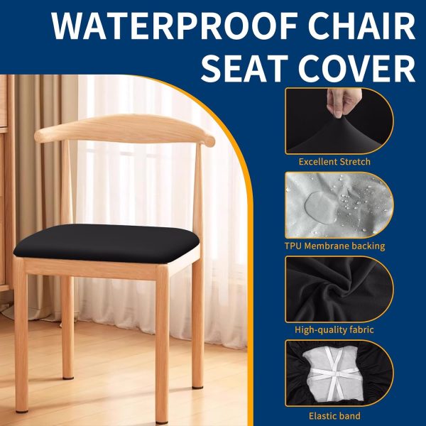 Waterproof Dining Chair Seat Covers Set of 4, Stretch Removable Dining Room Seat Covers for Dining Chairs, Kitchen, Hotel, Party