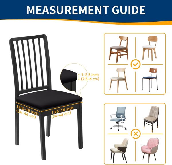 Waterproof Dining Chair Seat Covers Set of 4, Stretch Removable Dining Room Seat Covers for Dining Chairs, Kitchen, Hotel, Party