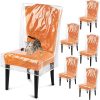 WF10677MAX_1 Dining Chair Covers, Waterproof Chair Covers - 6 Pack Clear Plastic Seat Chair Protector for Kitchen Keep Your Chair Away from Water Dust Stain and Pet Claws W/21 x D/18 Fits 16-23" (6)