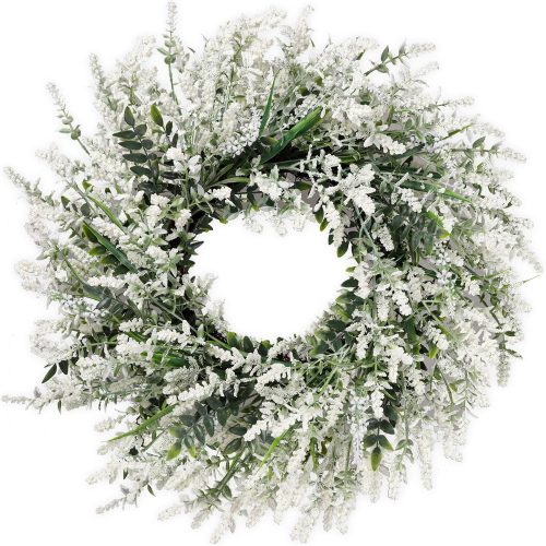 26'' Large Lavender & Eucalyptus Wreath for Front Door | Artificial Eucalyptus Leaves Greenery Outdoor Wreath for Wedding Farmhouse Porch Wall Room Home Decor (White)