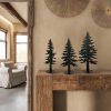 Set of 3 Farmhouse Metal Pine Tree Decor, Cabin Woodland Forest Tree Decor for Mantel Centerpieces Living Room Bedroom, Rustic Christmas Decorations, Black