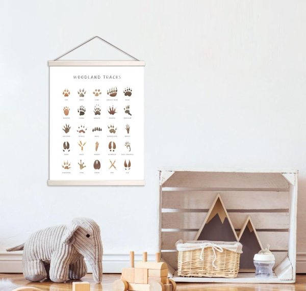 WF10902MAX_2 AWISBI Woodland Animal Tracks Hanging Poster, Woodland Nursery Decor 16x20 Inch, Animal Tracks Canvas Artwork, Forest Nursery Decor, Boy Nursery Wall Decor For Kids