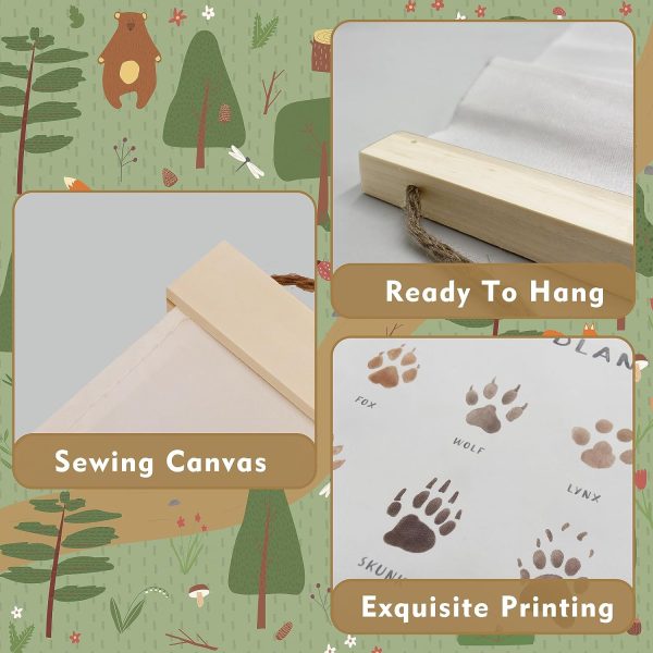 WF10902MAX_3 AWISBI Woodland Animal Tracks Hanging Poster, Woodland Nursery Decor 16x20 Inch, Animal Tracks Canvas Artwork, Forest Nursery Decor, Boy Nursery Wall Decor For Kids