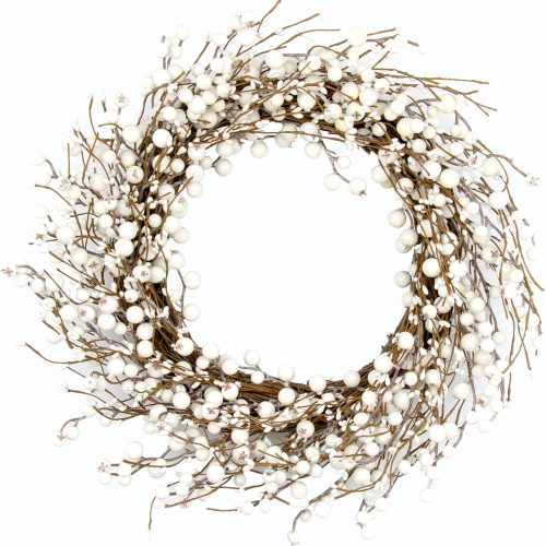 JINGHONG Winter Wreaths for Front Door 20 Inch Artificial Winter Wreath White Berry Wreath for Indoor Outdoor Window Wall Christmas and Winter Celebration