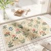 Spring Floral Bathroom Rug 32" x 20" Wild Flowers Bathroom Mat Boho Floral Bath Rug (Rectangular, Yellow)