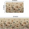 Artoid Mode Brown Poppy Floral Leaves Spring Kitchen Mats Set of 2, Spring Home Decor Low-Profile Kitchen Rugs for Floor - 17x29 and 17x59 Inch