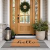 Front Door Mat Combo Set, Hello 100% Coco Coir Welcome Doormat + 28" x 43" Layered Buffalo Black and White Striped Rug, Spring Thanksgiving Porch Entryway Decor Indoor Outdoor Floor Mats
