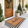 Front Door Mat Combo Set, Hello 100% Coco Coir Welcome Doormat + 28" x 43" Layered Buffalo Black and White Striped Rug, Spring Thanksgiving Porch Entryway Decor Indoor Outdoor Floor Mats