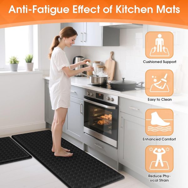 WF11509MAX_3 TranquilRelax 2-Piece Kitchen Mats, Cushioned Non-Slip Floor Mats, Black