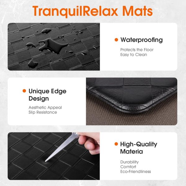 WF11509MAX_4 TranquilRelax 2-Piece Kitchen Mats, Cushioned Non-Slip Floor Mats, Black