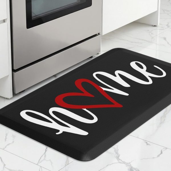 Kitchen Mat Cushioned Anti-Fatigue Rug Non-Slip Ergonomic Comfort Mat | Stain Resistant Kitchen Rugs for Floor, Office, Sink, Laundry, 17.3"x 28" Black