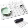 WF11598MAX_1 Stone Dish Drying Mat for Kitchen Counter, 24''×16'' Quick Dry Stone Dish Matt Collapsible Water Absorbing Diatomaceous Earth Drying Organizer Mat for Dishes Bottles Cups, Any Countertop(White Marble)