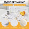 WF11598MAX_4 Stone Dish Drying Mat for Kitchen Counter, 24''×16'' Quick Dry Stone Dish Matt Collapsible Water Absorbing Diatomaceous Earth Drying Organizer Mat for Dishes Bottles Cups, Any Countertop(White Marble)