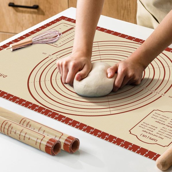 WF11663MAX_1 DANIA & DEAN 26"x16" Extra Thick Silicone Baking Mat for Pastry and Bread | Non-Slip & Non-Stick Mat with Measurements, for Pizza, Pie Crust, Dough Rolling, Pasta & Sourdough, Reusable Counter Sheet