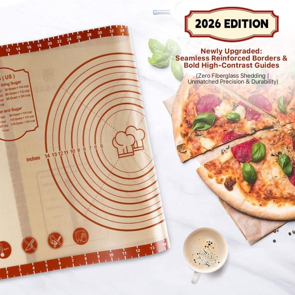 WF11663MAX_2 DANIA & DEAN 26"x16" Extra Thick Silicone Baking Mat for Pastry and Bread | Non-Slip & Non-Stick Mat with Measurements, for Pizza, Pie Crust, Dough Rolling, Pasta & Sourdough, Reusable Counter Sheet