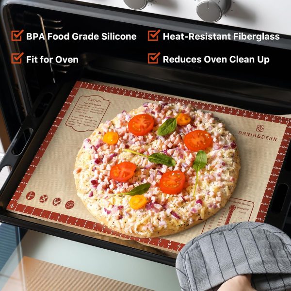 WF11663MAX_3 DANIA & DEAN 26"x16" Extra Thick Silicone Baking Mat for Pastry and Bread | Non-Slip & Non-Stick Mat with Measurements, for Pizza, Pie Crust, Dough Rolling, Pasta & Sourdough, Reusable Counter Sheet