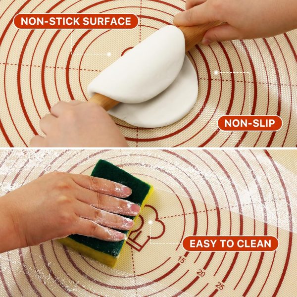 WF11663MAX_4 DANIA & DEAN 26"x16" Extra Thick Silicone Baking Mat for Pastry and Bread | Non-Slip & Non-Stick Mat with Measurements, for Pizza, Pie Crust, Dough Rolling, Pasta & Sourdough, Reusable Counter Sheet