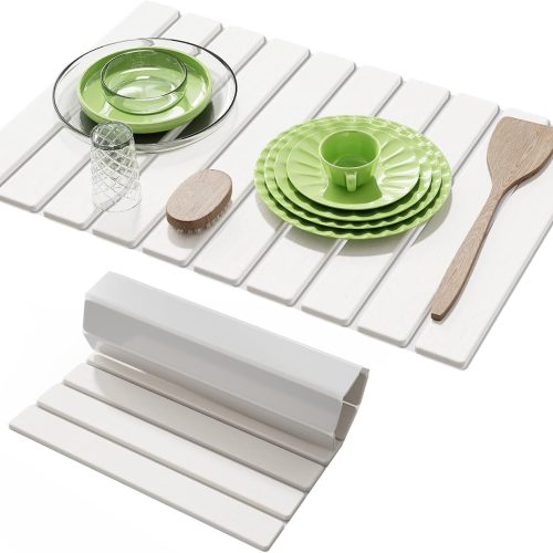 WF11674MAX_1 Stone Dish Drying Mat for Kitchen Counter 23.6 x 15.3 In White