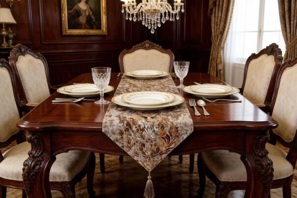 Elegant Luxury Shiny Bronze Velvet Damask Deco Tassels Wedding Party Hotel Restaurant Bed Table Runner Cloth (13inch x 82inch)