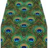 AUUXVA Table Runner Peacock Feather Durable Luxury Dresser Scarf Tabletop Cloth for Wedding Dining Table Holiday Party Kitchen Home Decoration 13x90in