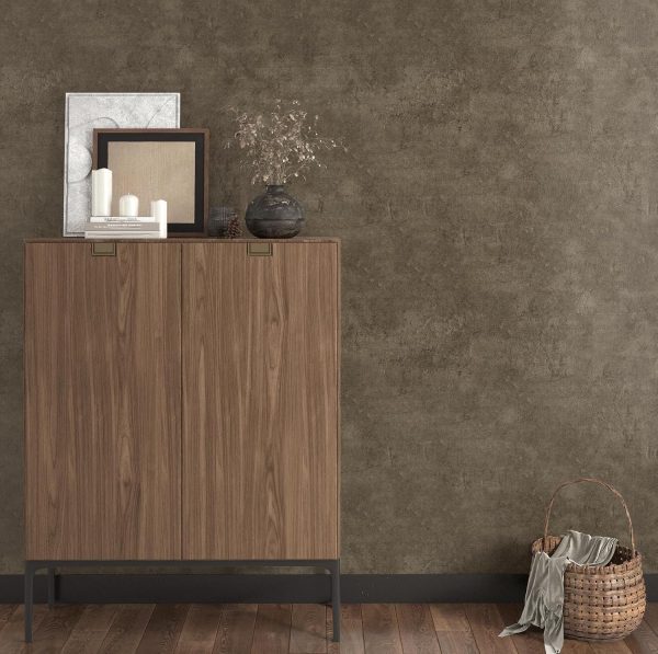 WF12338MAX_2 Dark Brown Concrete Contact Paper Peel and Stick Metallic Industrial Concrete Wallpaper for Bedroom Renter Friendly Textured Cement Look Wallpaper for Living Room Accent Walls 15.8" x 80"