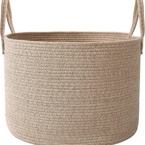 WF12424MAX_1 JMvicyroam 65L Extra Large Machine Washable Cotton Rope Blanket Basket