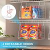 WF12433MAX_3 3-Pack Large Hanging Laundry Basket: Wire shelves for Laundry Room Organization with 360°Rotating Hooks Foldable Space Saving Over Washer and Dryer Shelves -Metal Laundry Basket Holder, White Patent