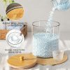 HomePekite Glass Laundry Pods Storage Container & Acrylic Dryer Sheet Holder, Laundry Room Organization and Storage, Detergent Powder Container, with Wooden Lids & Labels, 2+1 Pack