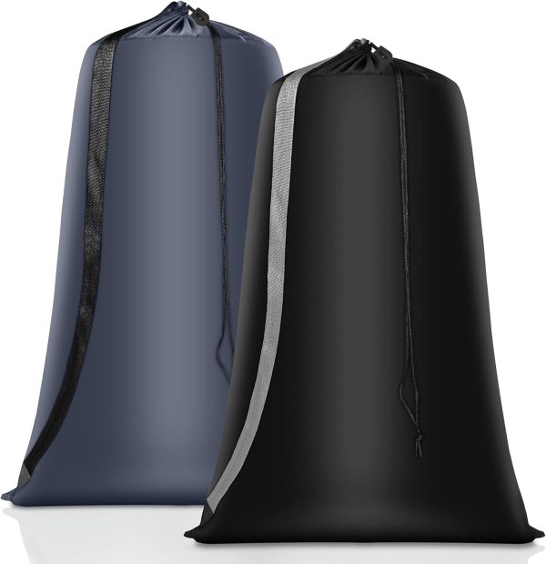 Coomee Heavy Duty Laundry Bag, 2 Pack XL Nylon Laundry Bags with Straps | Extra Large Laundry Bags, Drawstring Closure, Washable Large Dirty Clothes Organizer, Travel Bag Fits a Laundry Hamper