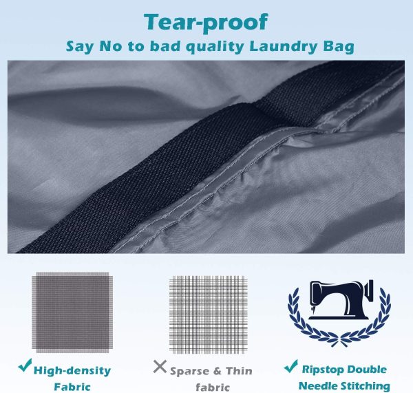 Coomee Heavy Duty Laundry Bag, 2 Pack XL Nylon Laundry Bags with Straps | Extra Large Laundry Bags, Drawstring Closure, Washable Large Dirty Clothes Organizer, Travel Bag Fits a Laundry Hamper